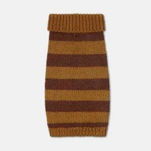 Smithy Ale & Chestnut Brown Stripe Luxury Polo Neck Dog Sweater