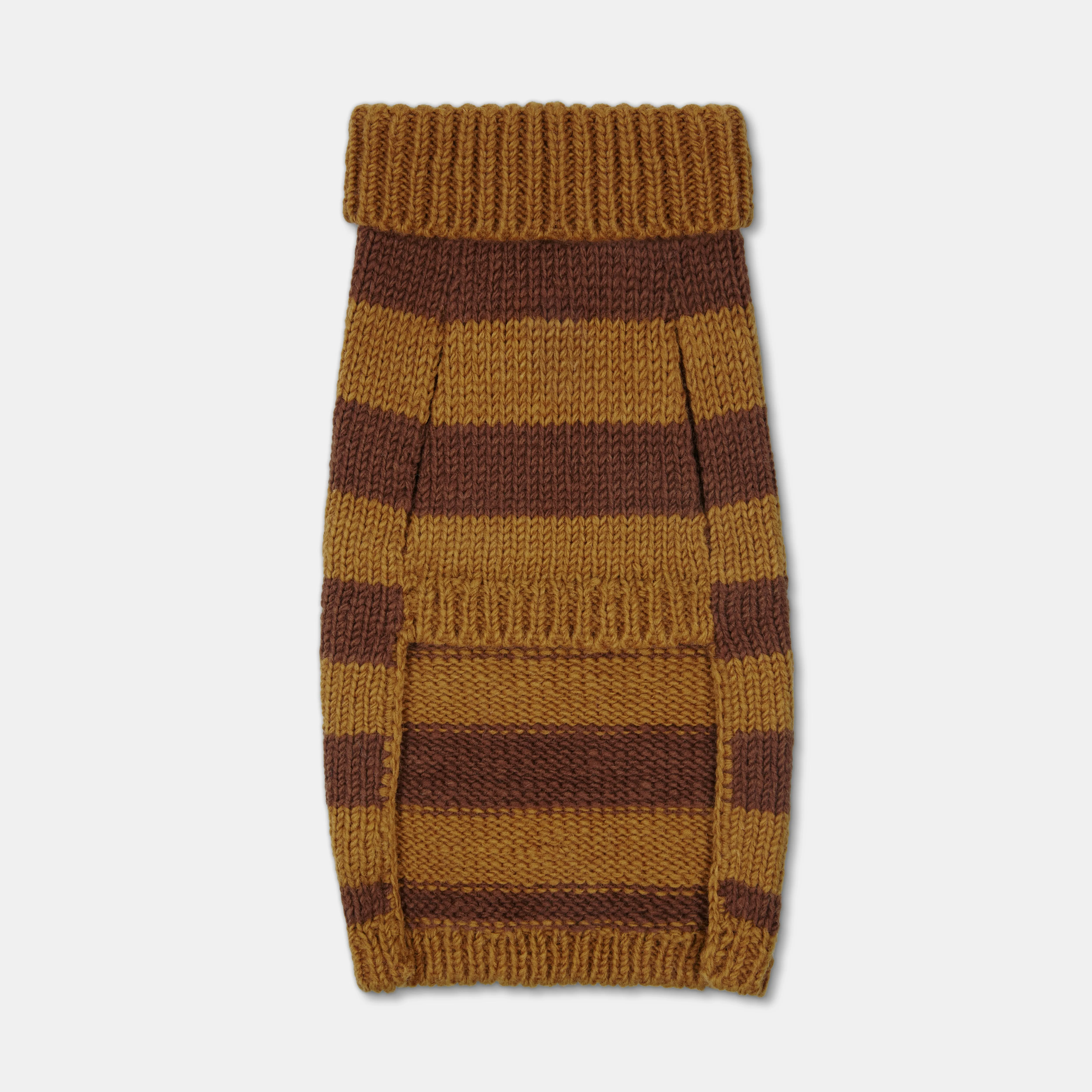 Smithy Ale & Chestnut Brown Stripe Luxury Polo Neck Dog Sweater