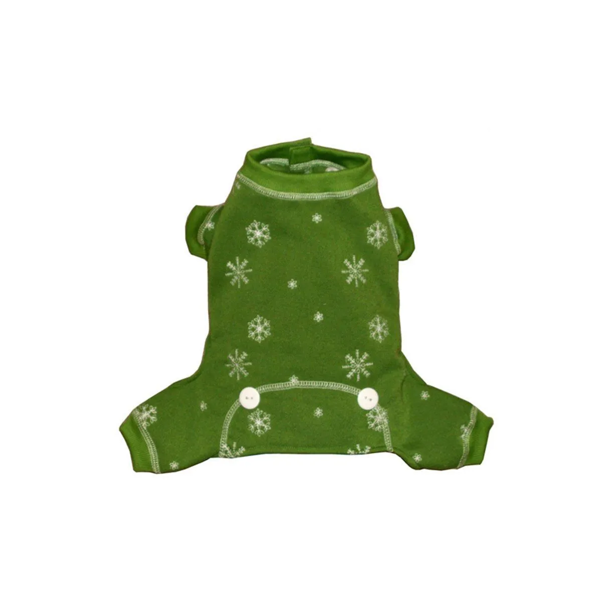 Snowflake Longjohn Dog Pajama in Green