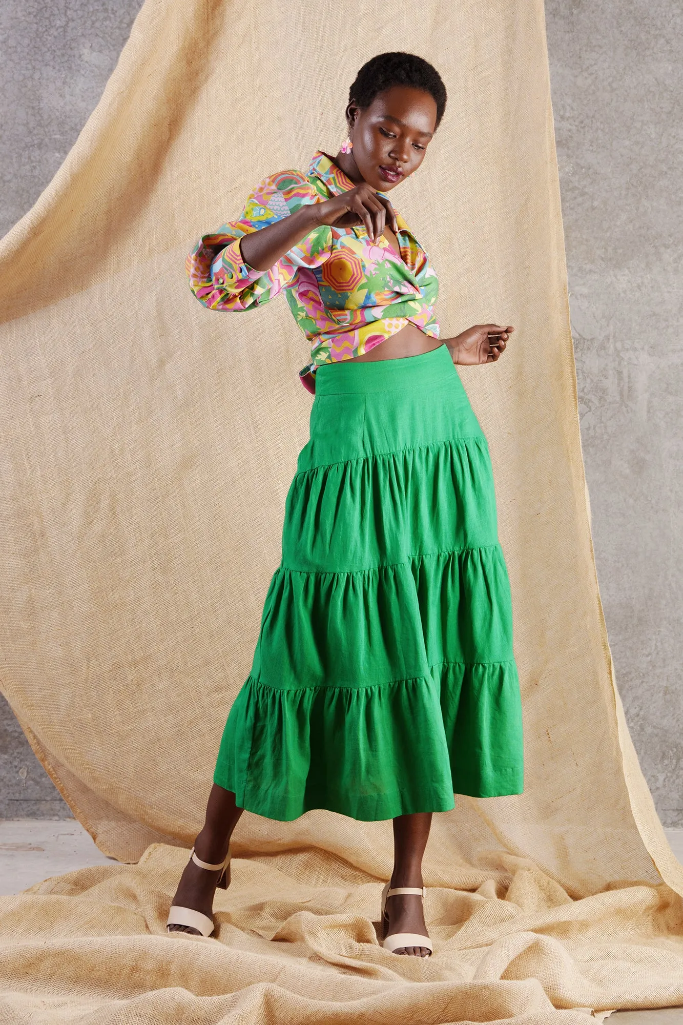 Splash Maxi Skirt Green - Final Sale