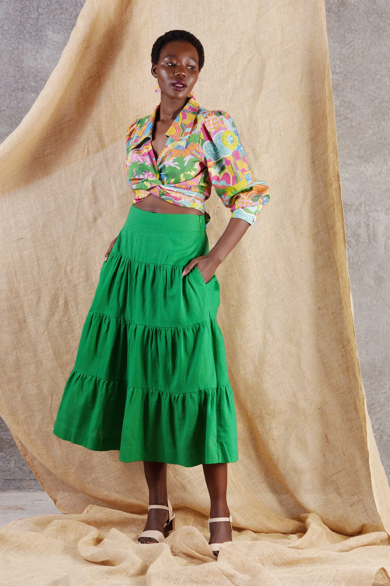 Splash Maxi Skirt Green - Final Sale