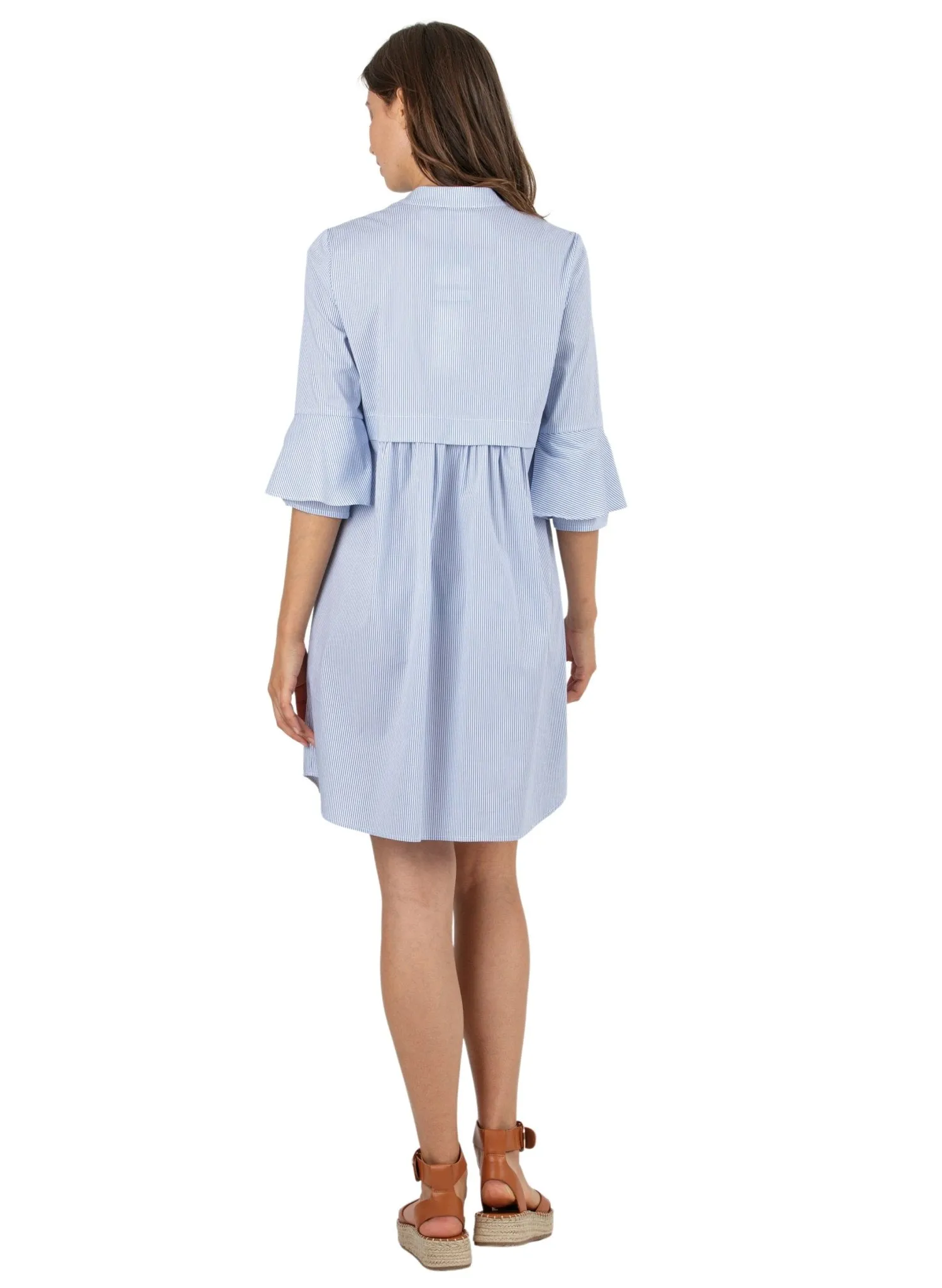 Striped Maternity & Nursing Dress - Blue