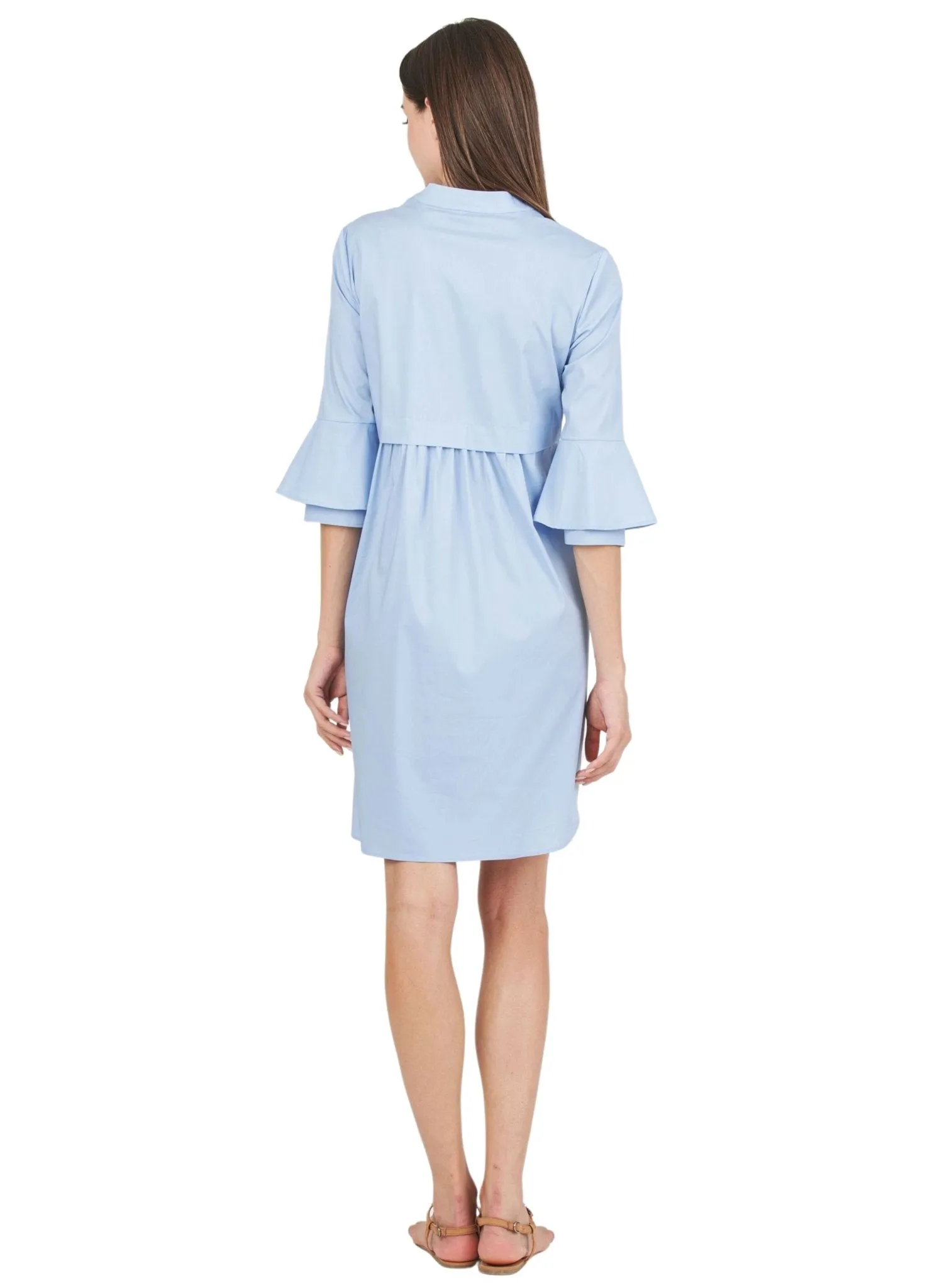 Striped Maternity & Nursing Dress - Blue