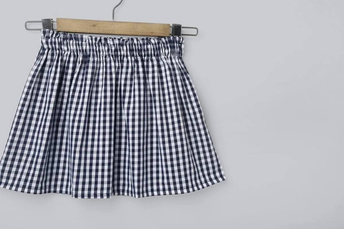 Sweetlime by AS Navy Yarn Dyed Checks Knee Length Skirt