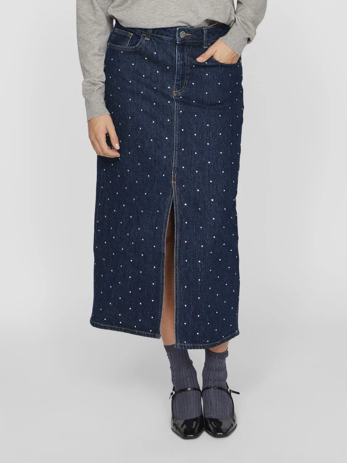 VIJAF Midi Skirt - Dark Blue Denim