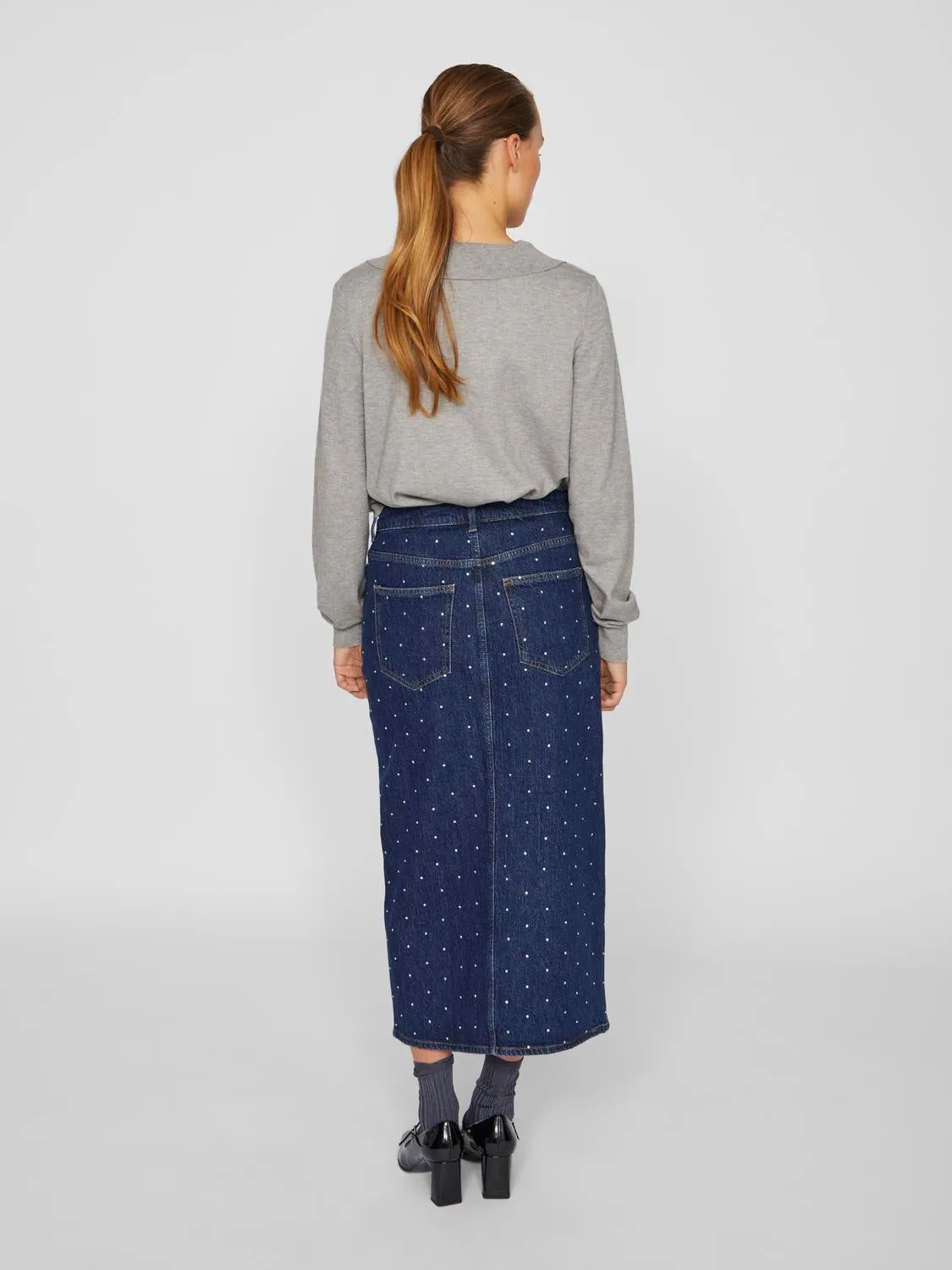 VIJAF Midi Skirt - Dark Blue Denim