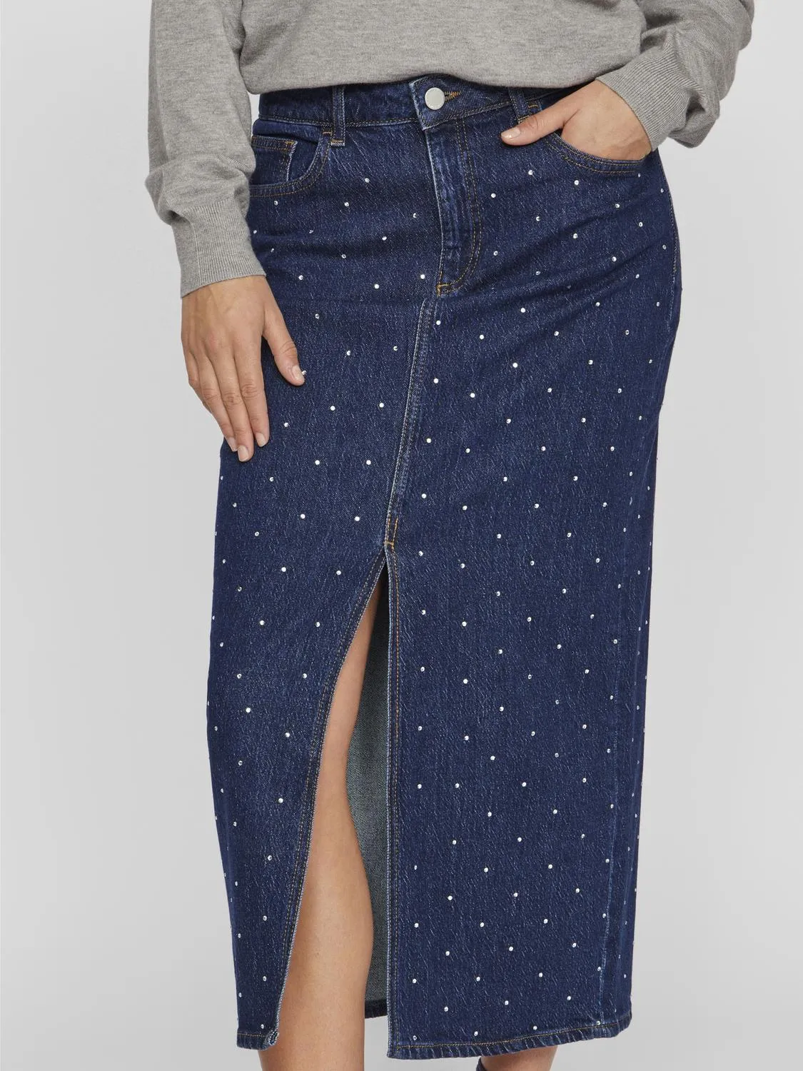 VIJAF Midi Skirt - Dark Blue Denim