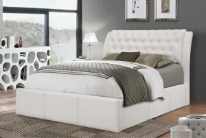 White Lavish Bonded Leather Platform bed