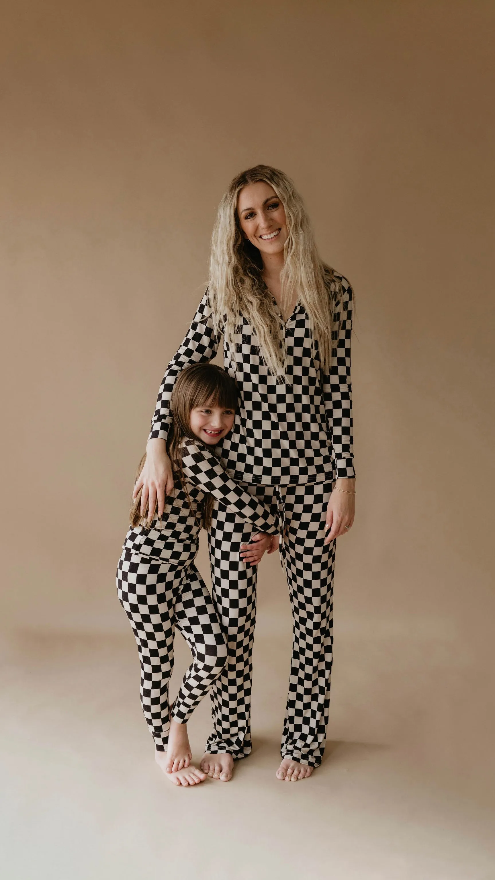 Women's Bamboo Pajamas | Black Checkered