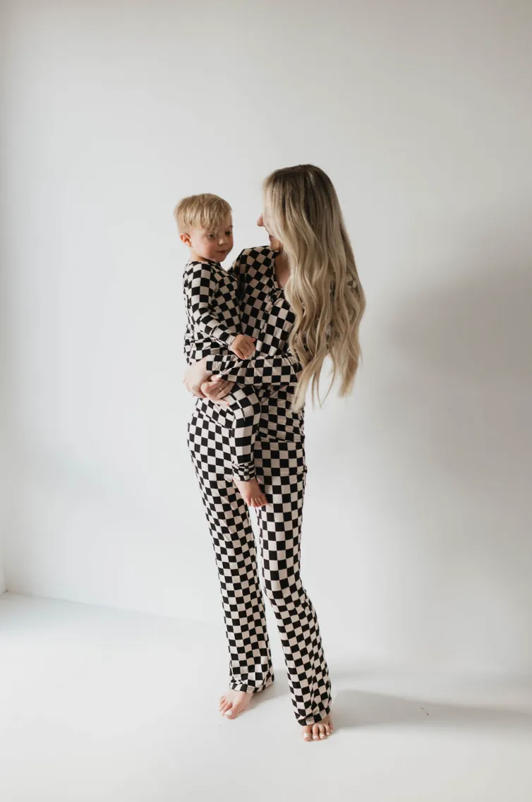 Women's Bamboo Pajamas | Black Checkered