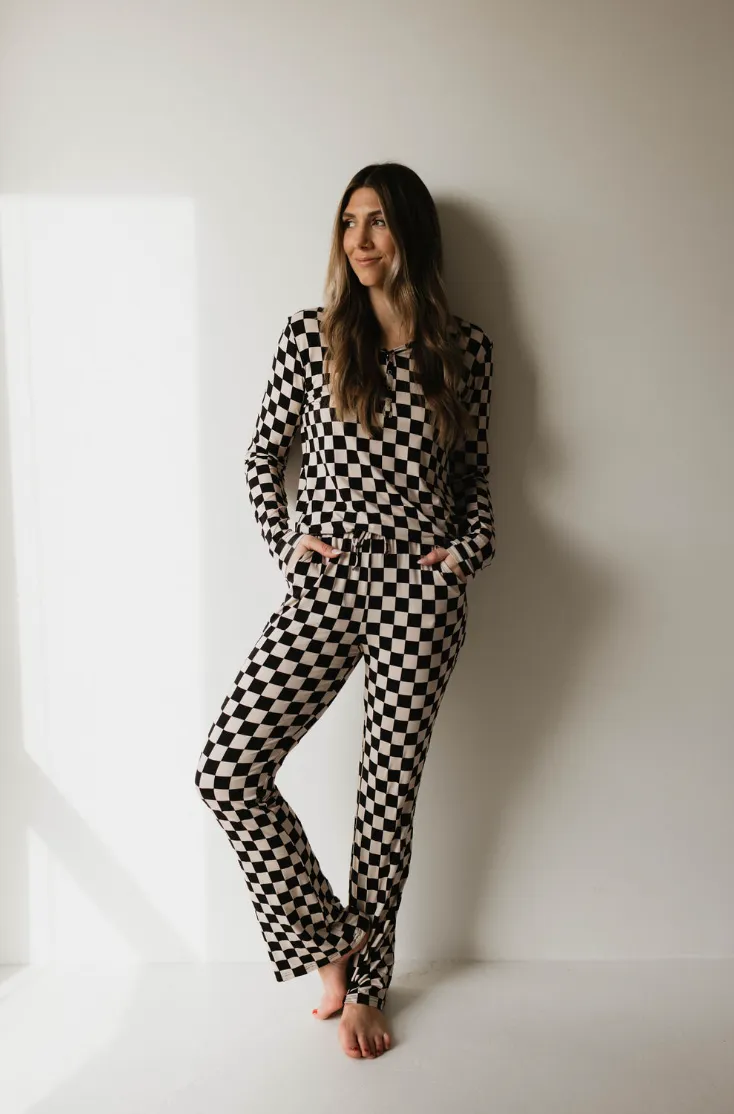 Women's Bamboo Pajamas | Black Checkered